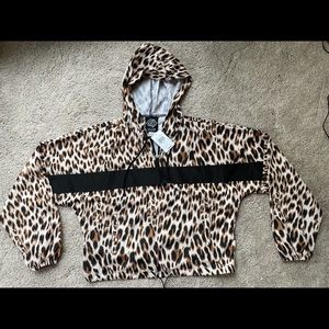 Animal Print Windbreaker Pullover